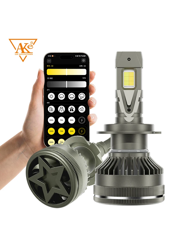APP Controle H7 Auto Koplampen H4 Mini Turbo Koplamp H1 H11 H3 9005 HB3 9006 HB4 LED Autolichten 3000 K 4300 K 6000 K 3 Kleuren - afbeelding 2