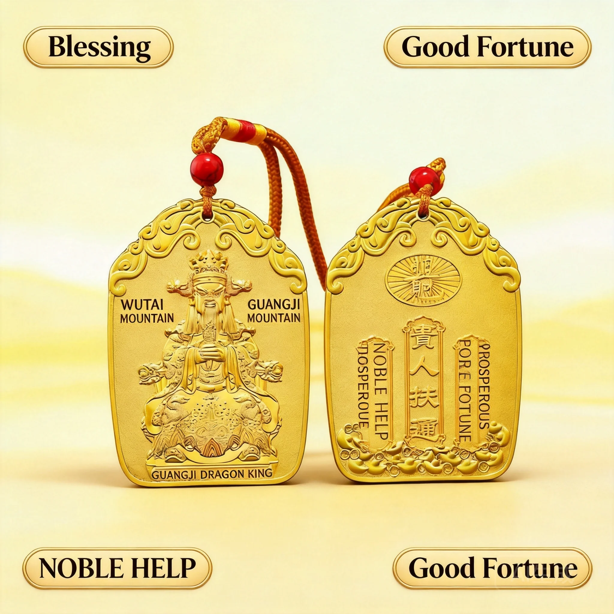 Metal Wutai Mountain Dragon King Amulet Pendant For Wealth Luck Blessing 2026 Traditional Chinese Style Spiritual Portable Hangi