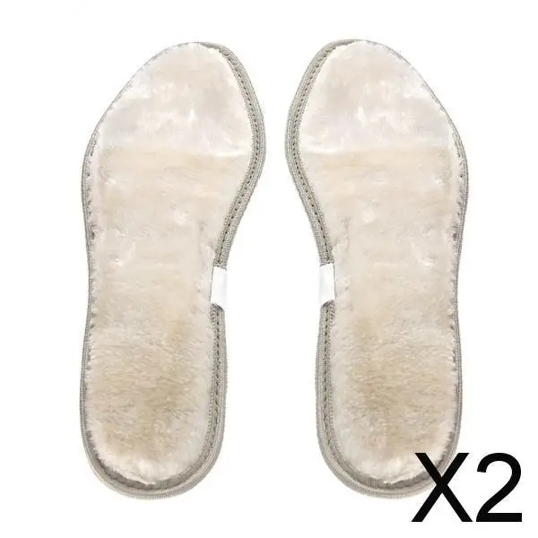 2xWarm Plush Bamboo Insoles Shoe Pads for Men Women Shoes Boot 43-44