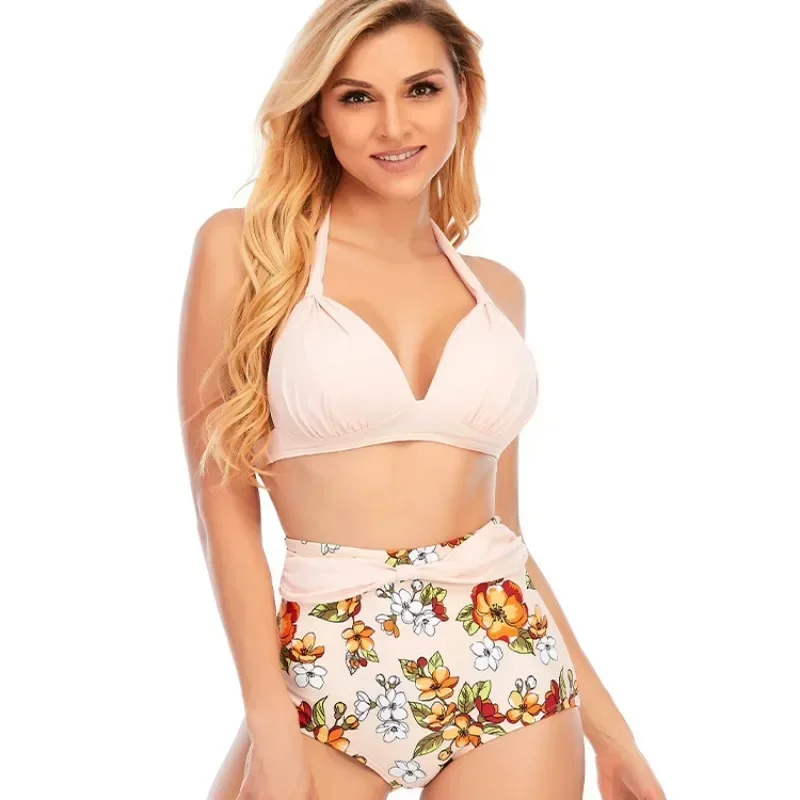 Sexy High Waist Bikini Push Up Plus Size Swimwear Dot Women Swimsuit Strap Bandage Bathing Suit 2024 Mujer New Summer Beach Wear