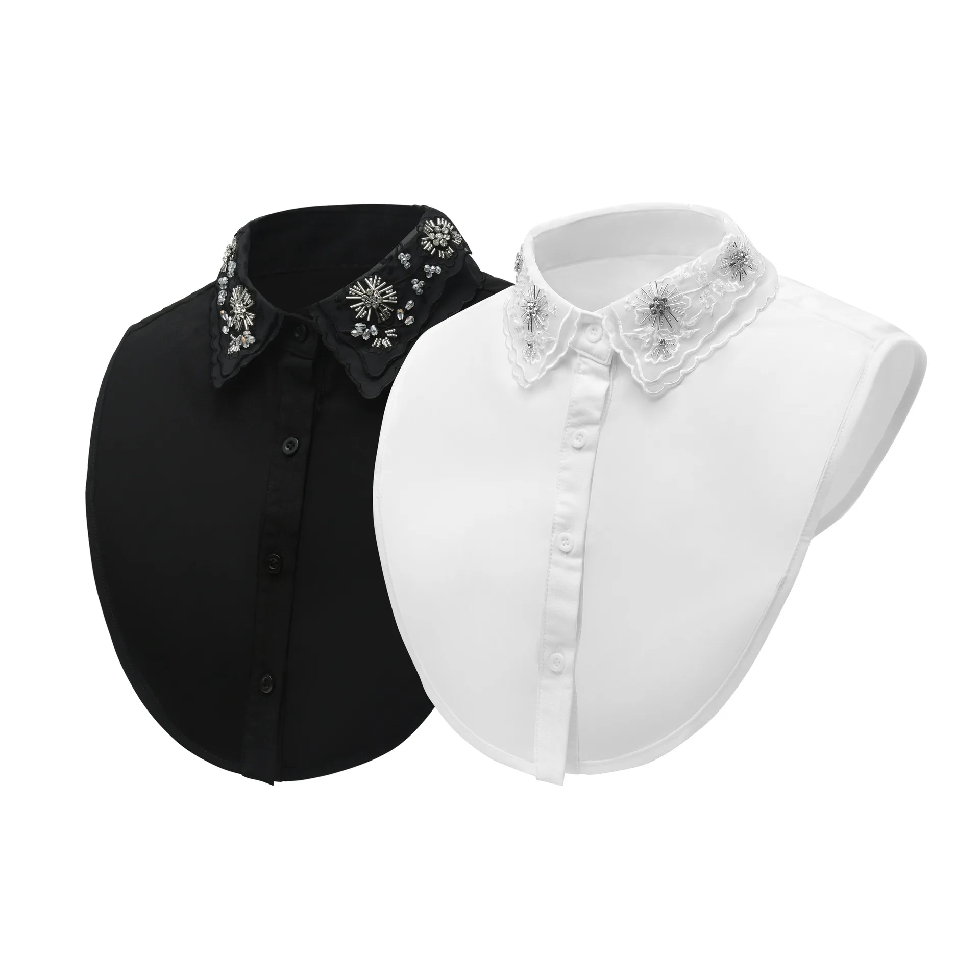 White Fake Collar Neckwear Tie Sweater Blouse Decoration for Womens Fashionable and Elegant Half Shirt Detachable Collar