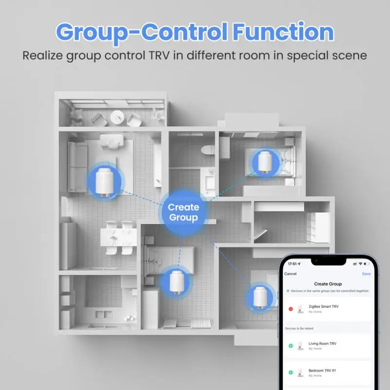 Smart Home WiFi Thermostatic Radiator Valve Head TRV WirelessThermostat Temperature Controller Alexa Home Voice