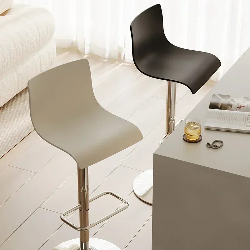 Nordic Modern  Light Luxury Comfortable Backrest Bar Stool Can Be Lifted and Rotated Creative Bar Chair Home Island High Chairs