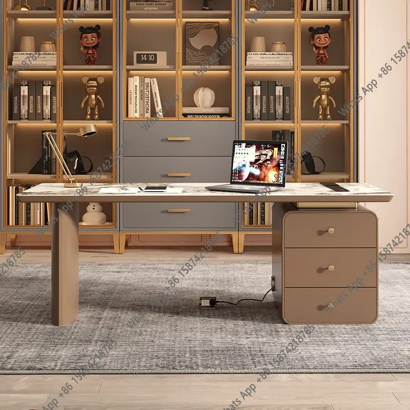 

XX New Light Luxury Rock Slab Desk Home Study Writing Table High-end Office Information Desk