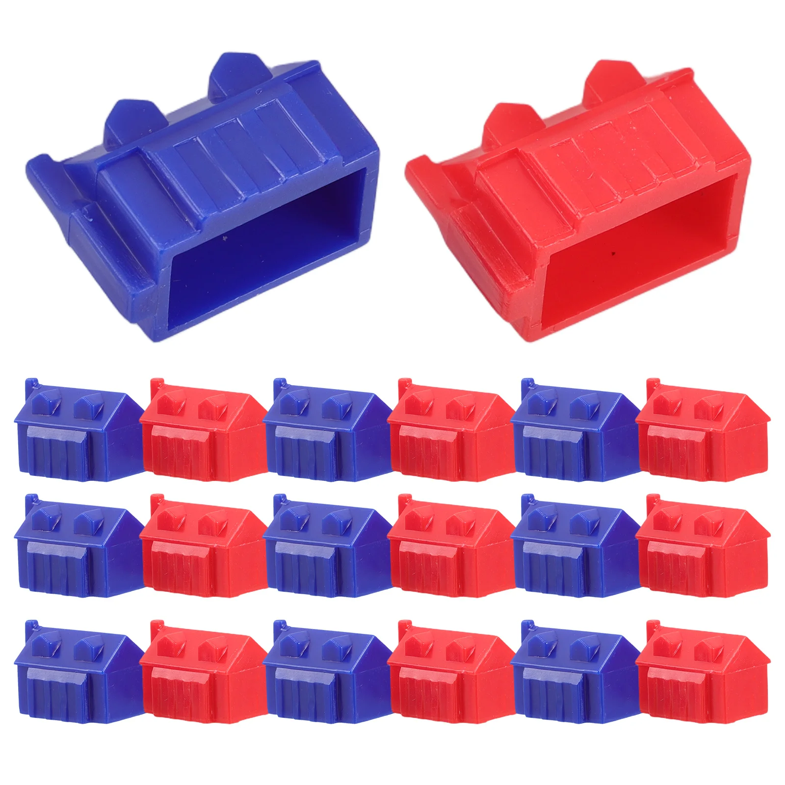 40 قطعة من قطع ألعاب الممتلكات الكبيرة، منازل بلاستيكية مصغرة، ملحقات استبدال ألعاب الفنادق للبالغين باللون الأزرق والأحمر