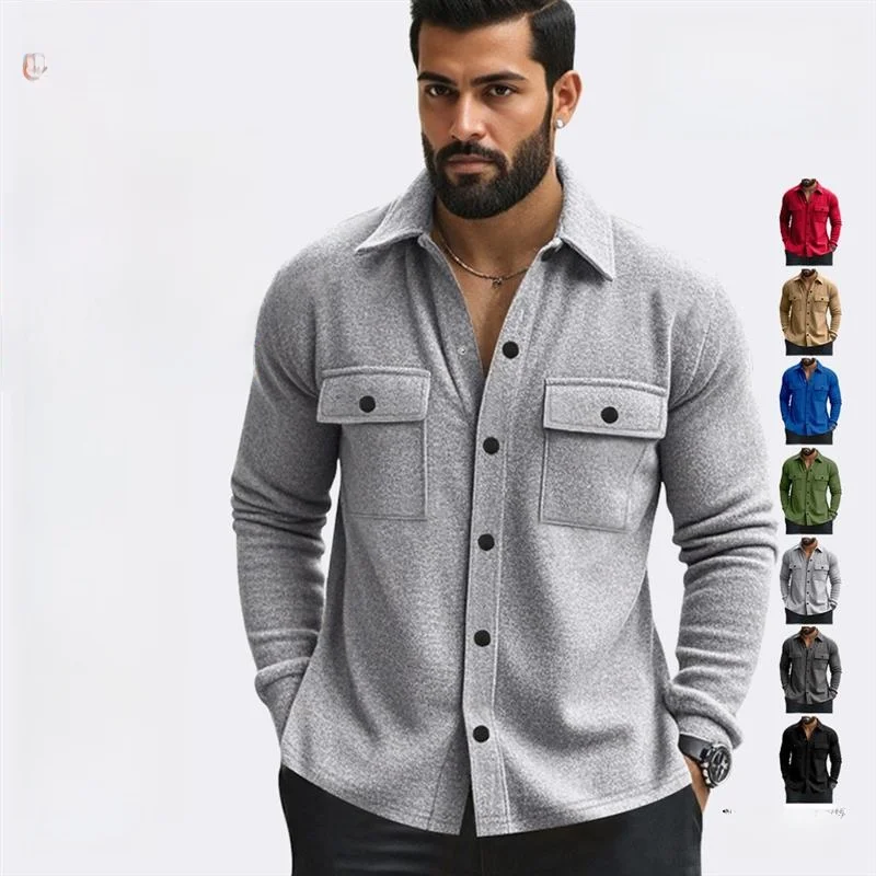 

Slim Fit Casual Men's Jaet Trendy Versatile Winter New Sle Five Sve Length Flight Suit Collar Pure Color Multket De...
