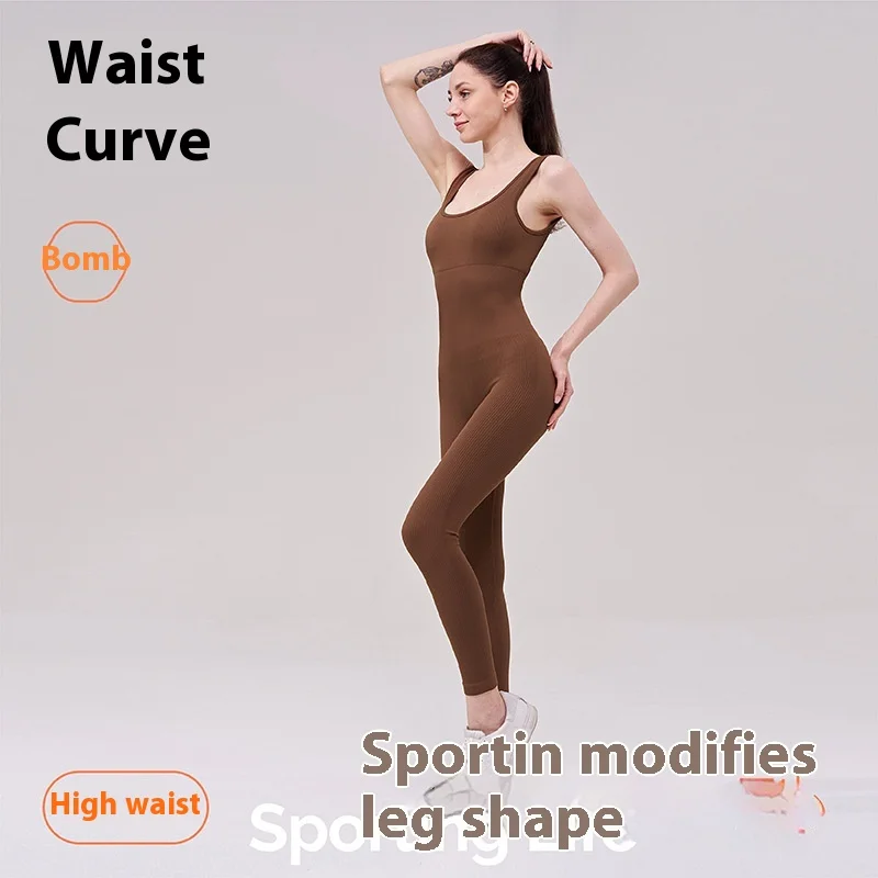 Women's Outdoor Sports High Waist Hip Lifting Yoga Clothing Stretch Tight Sportswear One-piece Slim Fitness Clothing Bodysuit