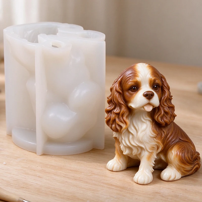 3D Cocker Spaniel Dog Silicone Candle Mold DIY Puppy Animal Aromatherapy Gypsum Soap Plaster Craft Resin Mould Home Decor