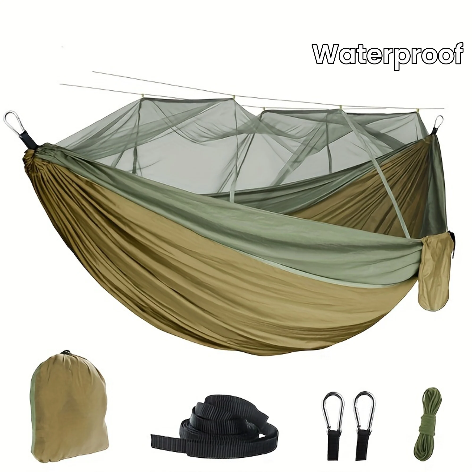 3-in-1 Hammock with Mosquito Net - Waterproof Double Camping Hammock for Backpacking, Travel, and Park Bed Tent  Bed Canopy