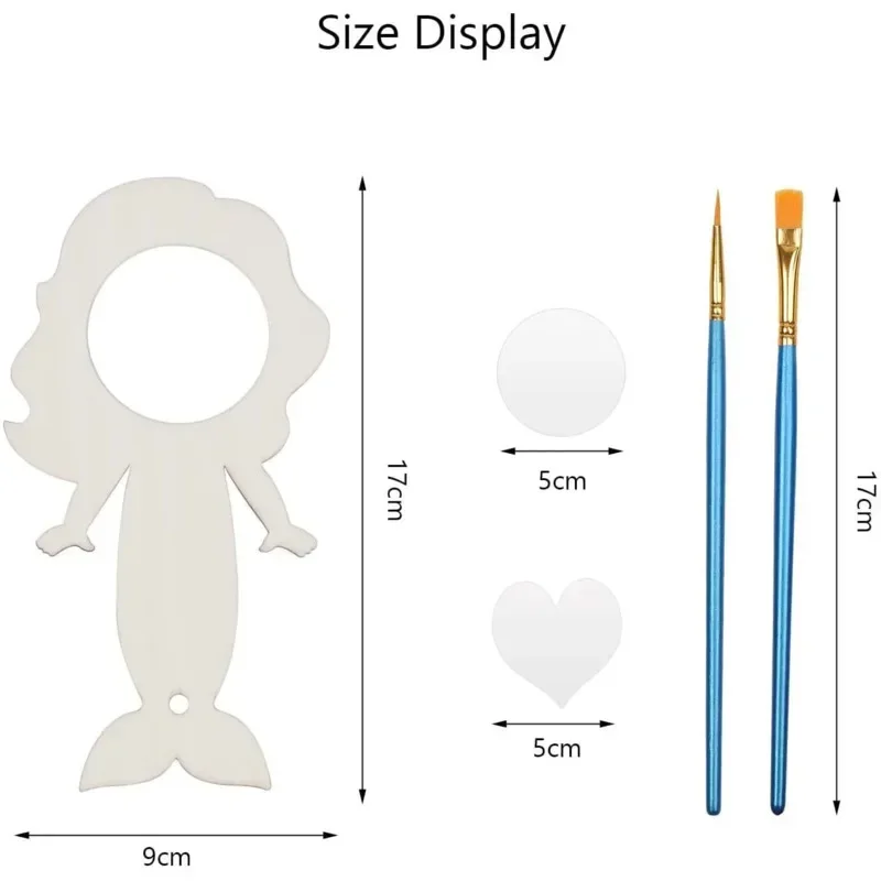 12PCS Mermaid Wooden Mirror Handheld Handmade Round Love Mermaid Mirror Kids DIY Material Accessories Home Decoration view 6