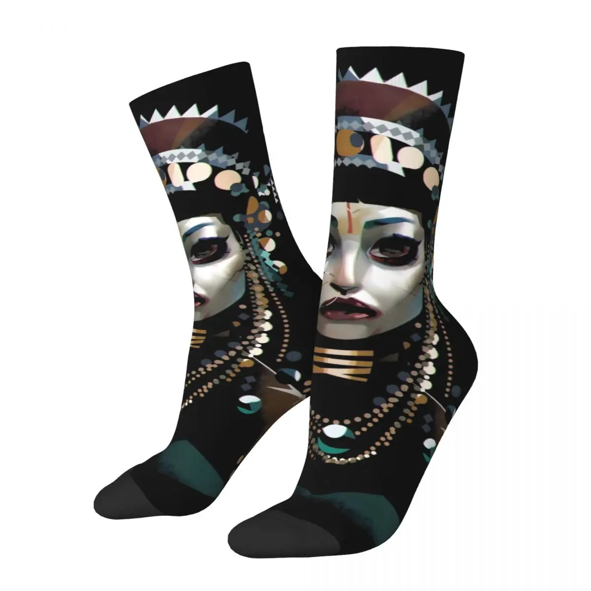 Jibaro Vintage Stockings Ladies Robots Print Socks Soft Funny Socks Winter Running Anti Bacterial Design Socks Gift