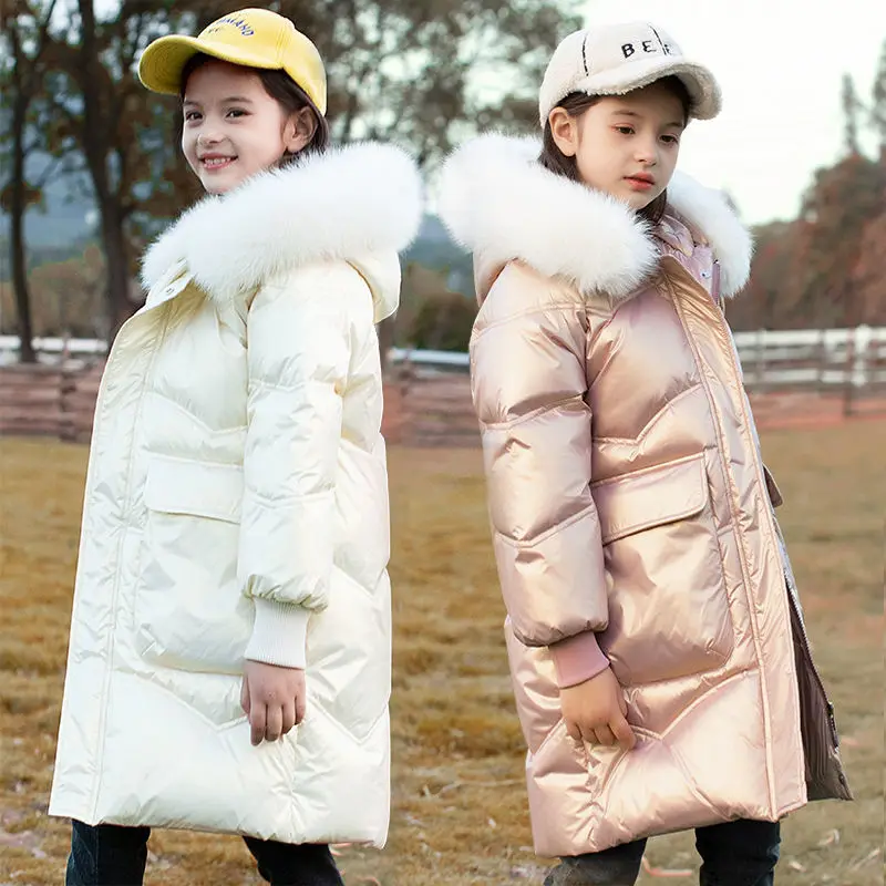 Winter Jacket for Girls Coat Teen Kids Parka Snowsuit Fashion Bright Waterproof Outerwear Children\'s Clothing 6 8 10 12 14 Years