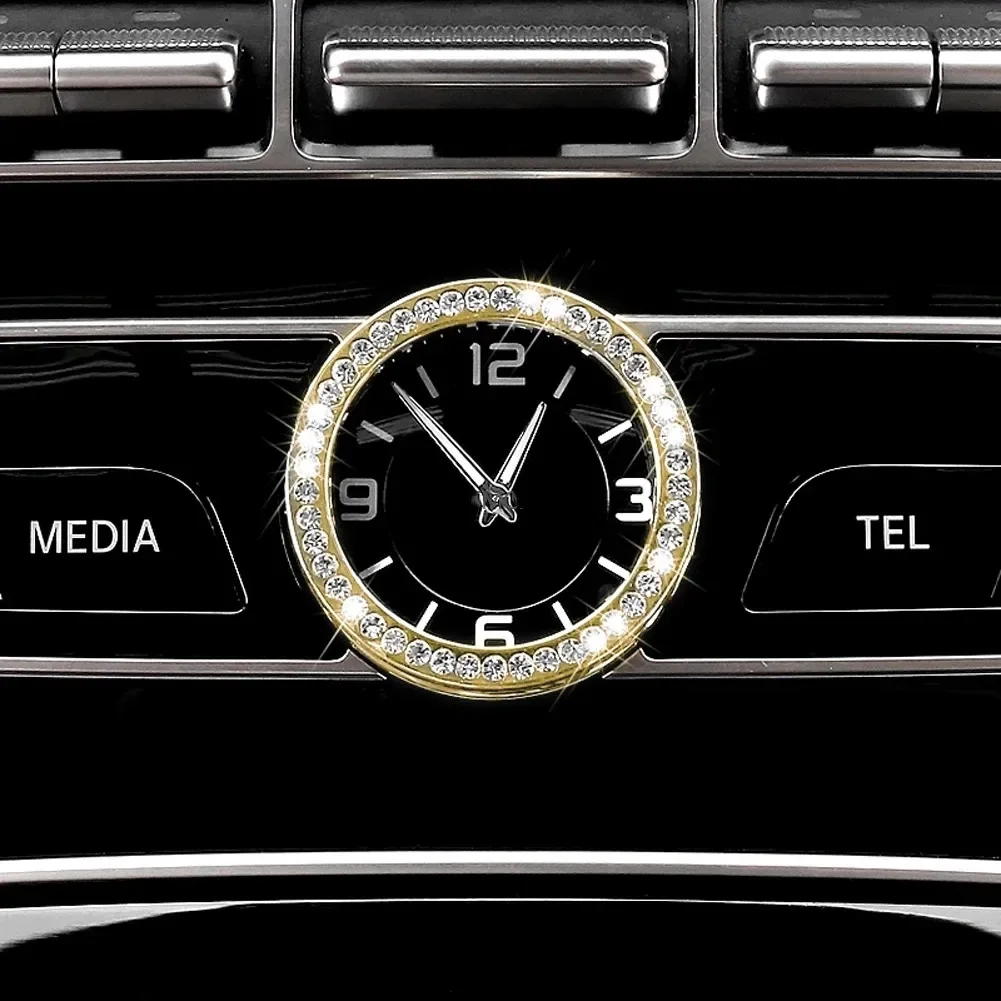 Car Center Console Clock Table Watch Ring Trim Diamond Cover Sticker Decal For Mercedes Benz C E S GLC Class W205 W213 W222 X253
