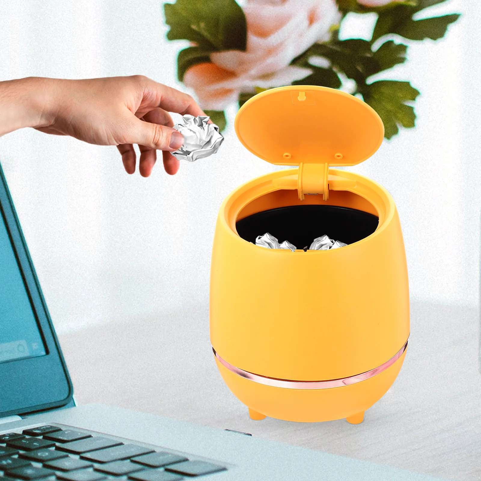 Flip Trash Can Wear resistant Bucket Household Plastic Easy Clean Reusable Garbage Bin Kitchen Bedroom Bathroom Storage Daily