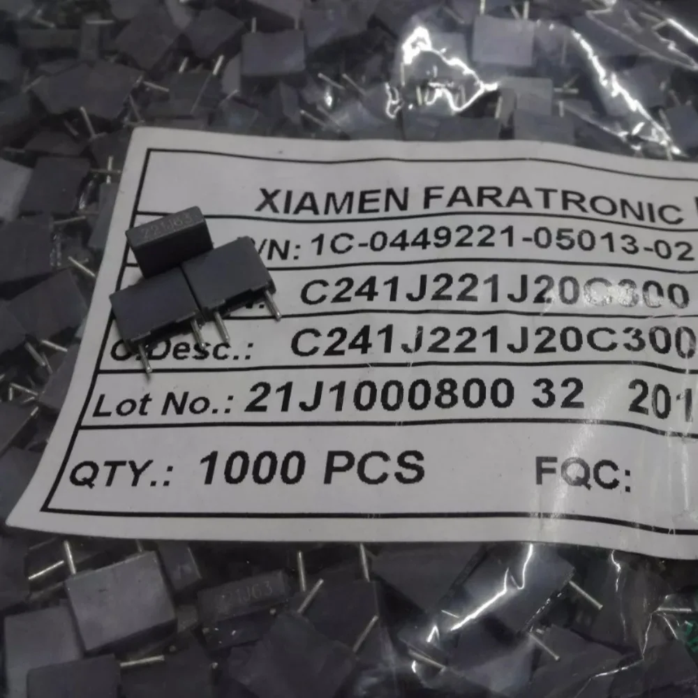 20pcs/lot Fara C241 0.00022uf/63v 220pF 0.22nf 221 J brand new 5mm film capacitor C241J221J20C300