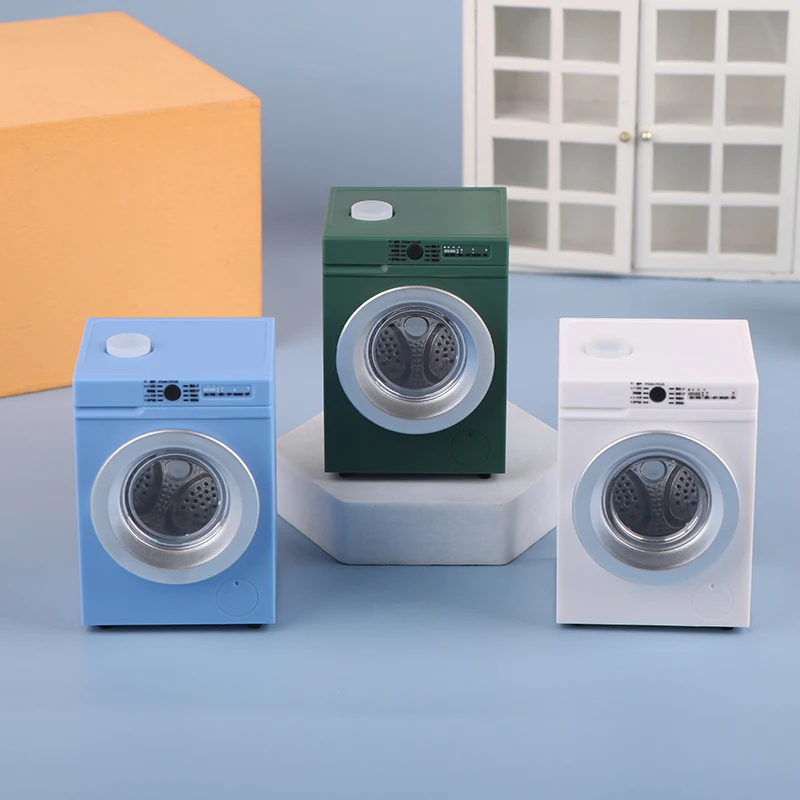 Realistic Dollhouse Laundry Decor; Miniature Washing Machine Toy.