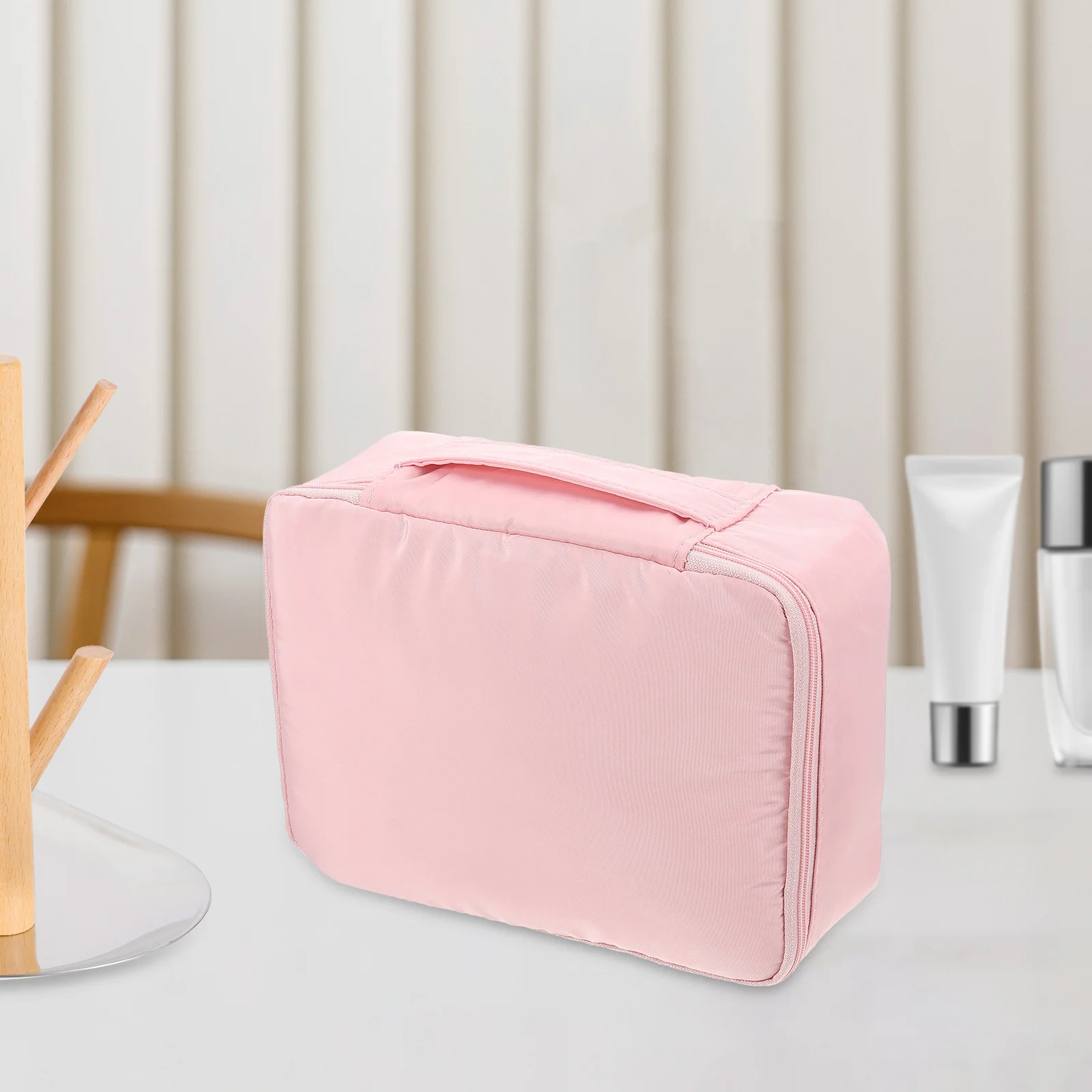 

PU Handle Toiletry Bag Lightweight Large Capacity Waterproof Travel Makeup Storage Organizer PU Bag