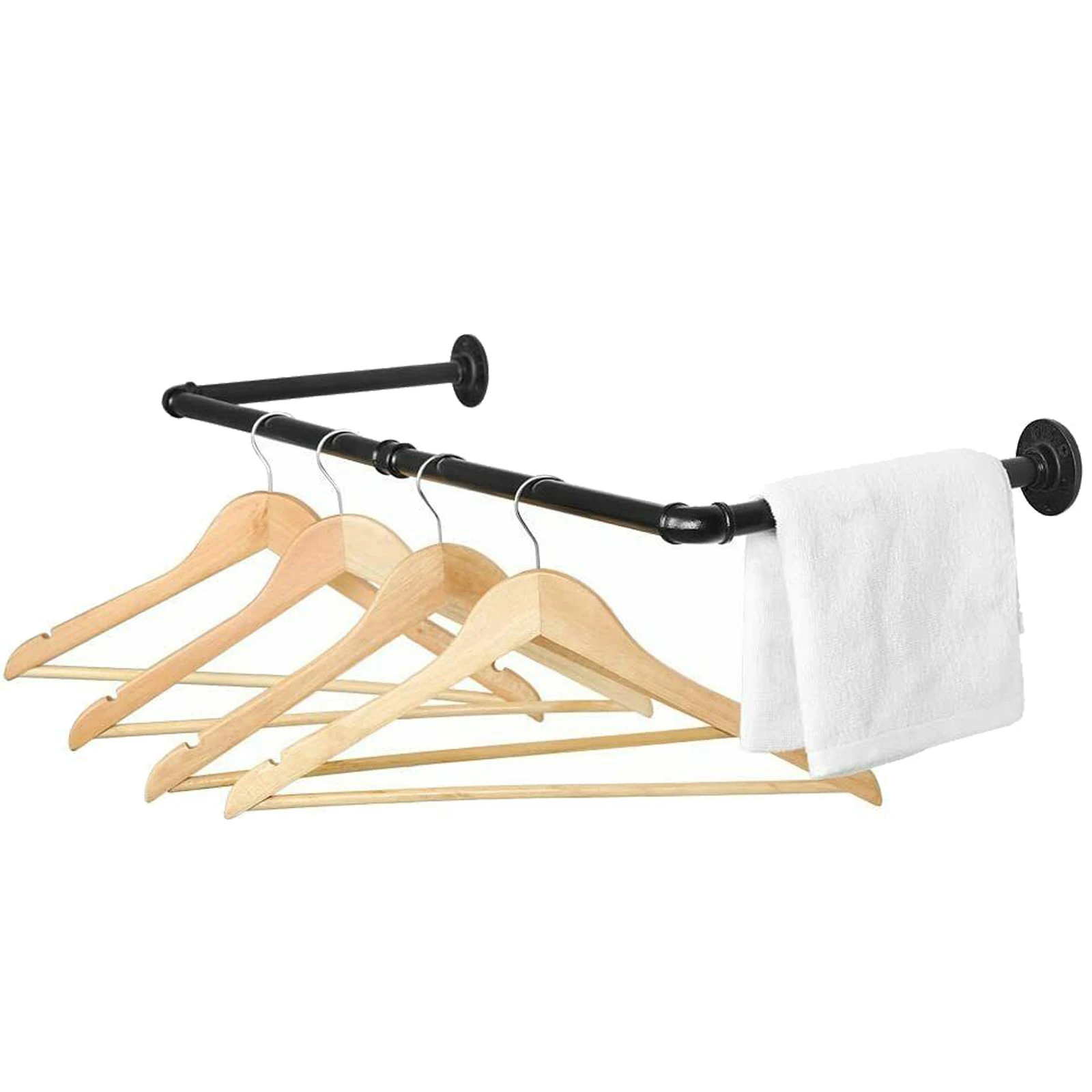 Clothes Hanger 31.5 Inch Industrial Pipe Clothing Rack Wall Mount Clothes Bar Rack Garment Rack Wardrobe Clothing Storage Rack