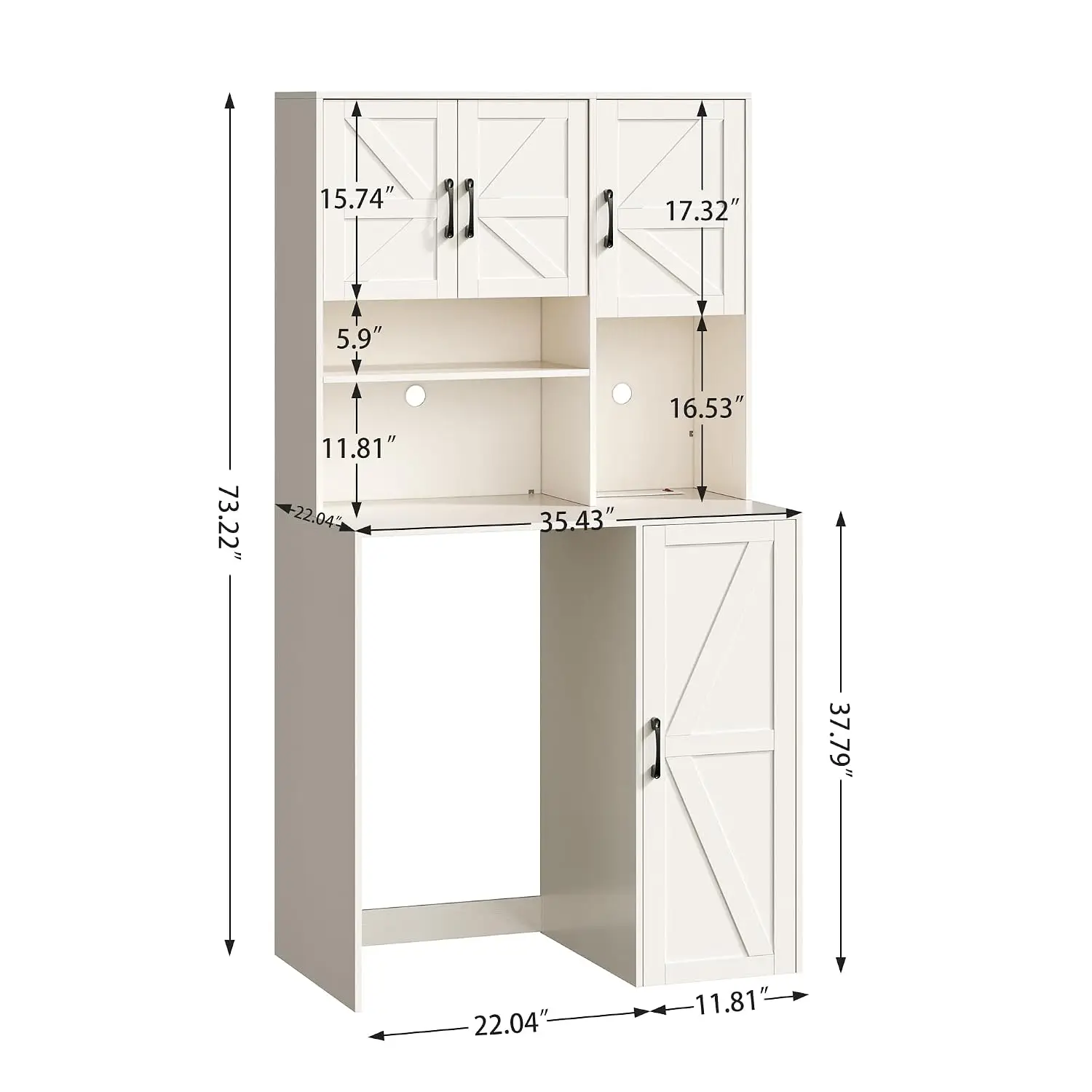 Mini Fridge Cabinet Coffee Bar with Outlet Storage Microwave Shelf Beverage Station for Kitchen Dorm Office White, Customized