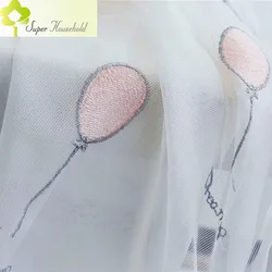 White Yarn Cartoon Balloon Embroidered Tulle Curtains for Children's Room Kids Bedroom Sheer Window Screens