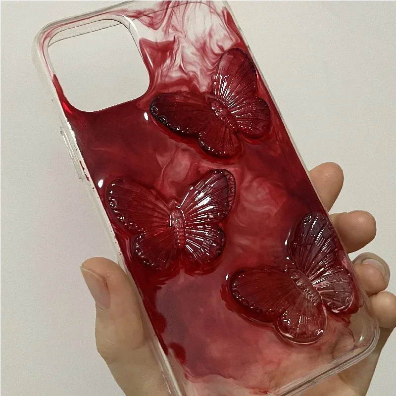 4083 Original 3D Handmade Cell Phone Case Bloody Butterfly Dark Gothic Art Horror Punk Style Customized Halloween Christmas Gift