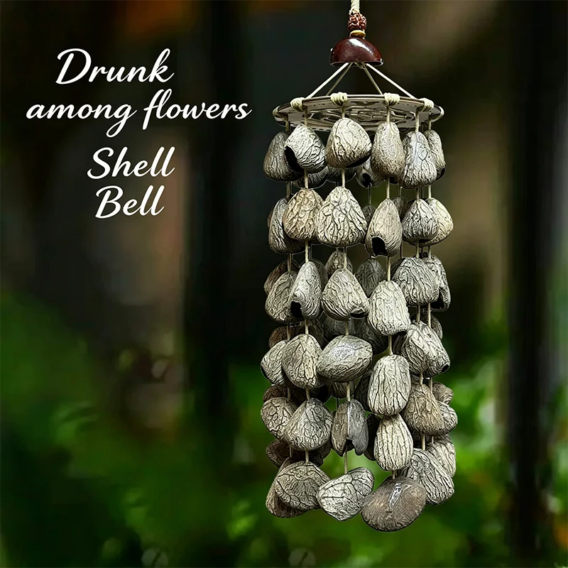 Indonesia Natural Plant Shell Bell Pendant Sound Therapy Meditation Hand Ringing Bells & Plant Fruit Wind Chimes for Relaxation