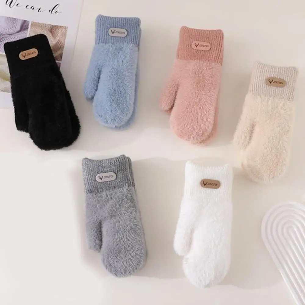 قفازات مخملية سميكة دافئة بطبقة مزدوجة بلون سادة قفازات متعددة الاستخدامات لركوب الدراجات في الهواء الطلق قفازات داخلية شتوية دافئة من القطيفة #4