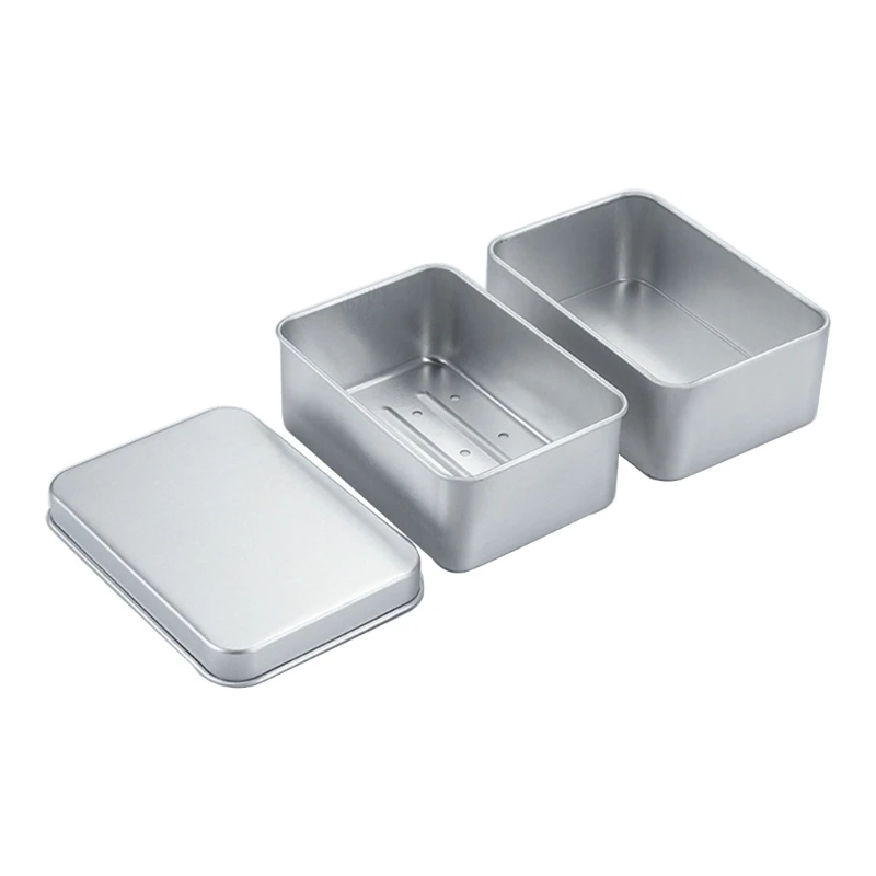 Square Aluminum Soap Dish Soap Box with Lid Aluminum Soap Holder Travel Soap Travel Soap Tray Container for Hotel