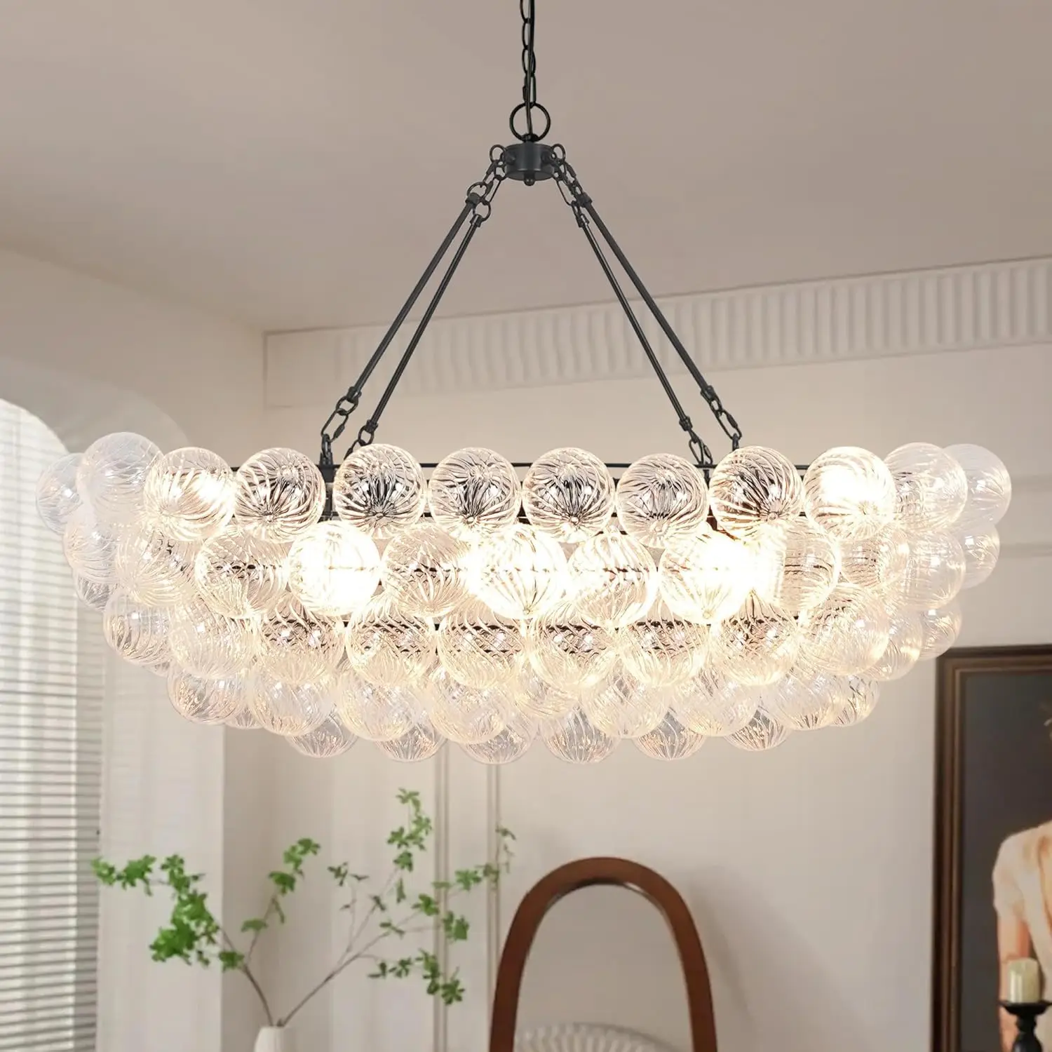 Mmodern Glass Bubble Chandelier Lighting For Dining Living Room High Ceiling Round Chandelier Led For Kitchen Island Bedroom
