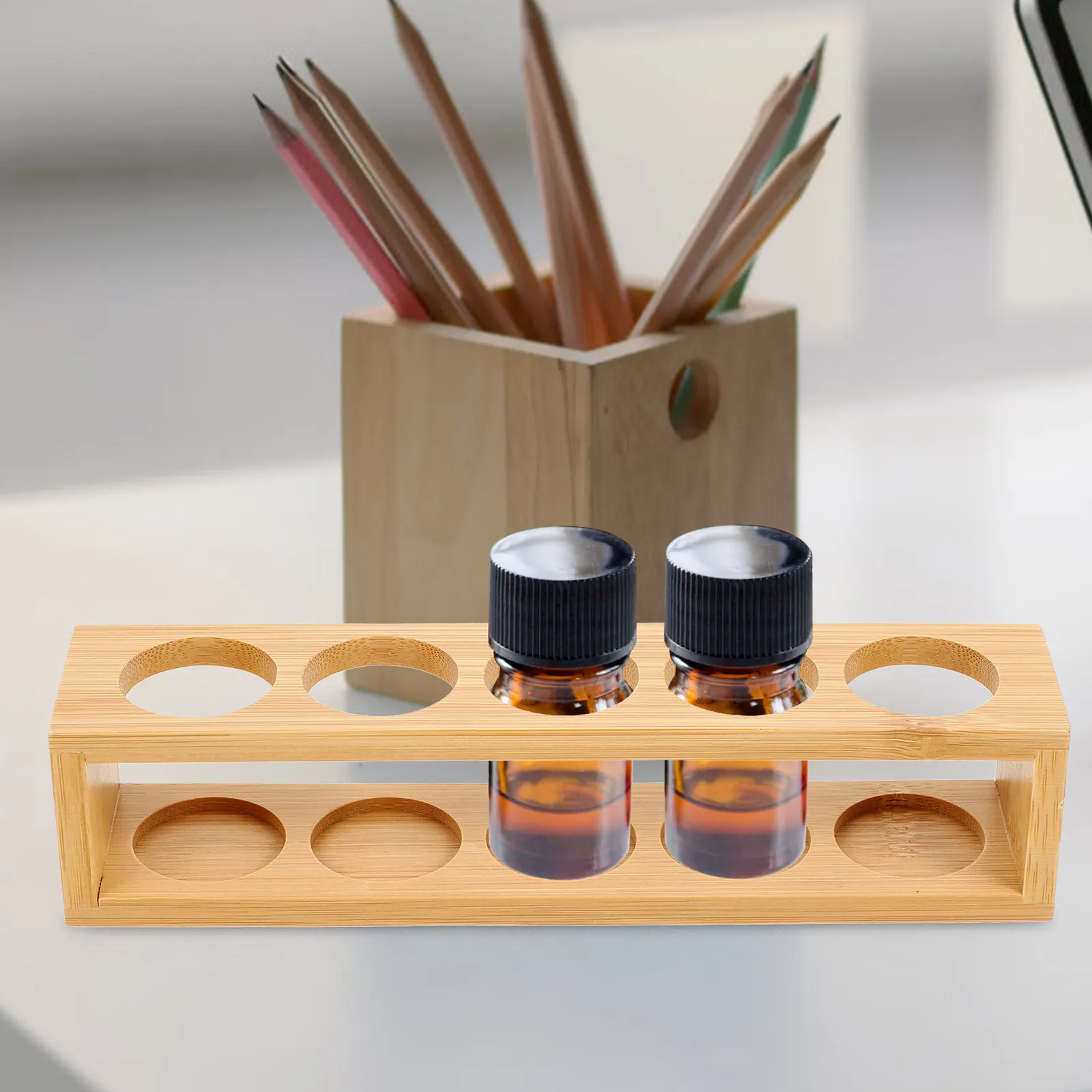 

1Pcs Essential Oil Display Rack Natural Solid Wood Polished Storage Organizer Shelf Holder for Essential Oils Bottles Home Use