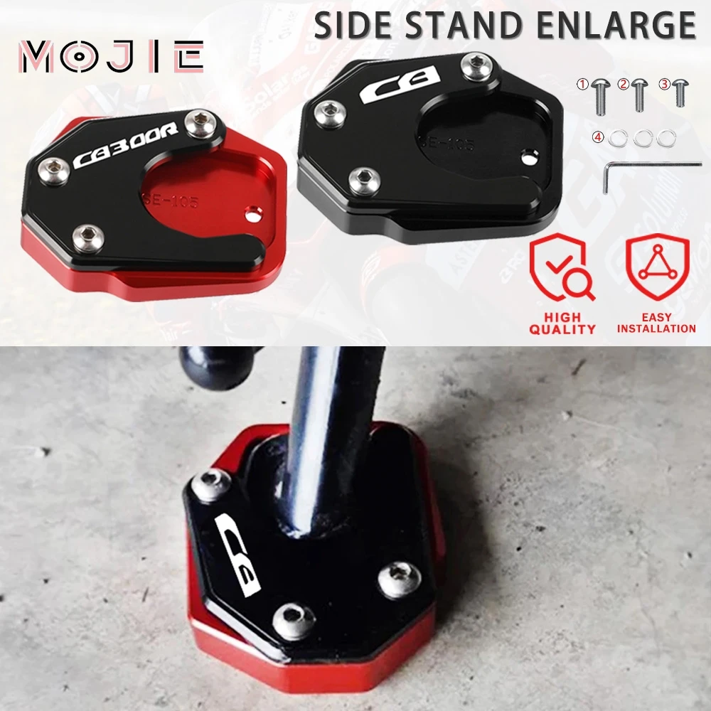 

For Honda CB300R 2018-2023 2022 Motorcycle CNC Kickstand Foot Side Stand Extension Pad Support Plate Enlarge Stand CB 300R LOGO