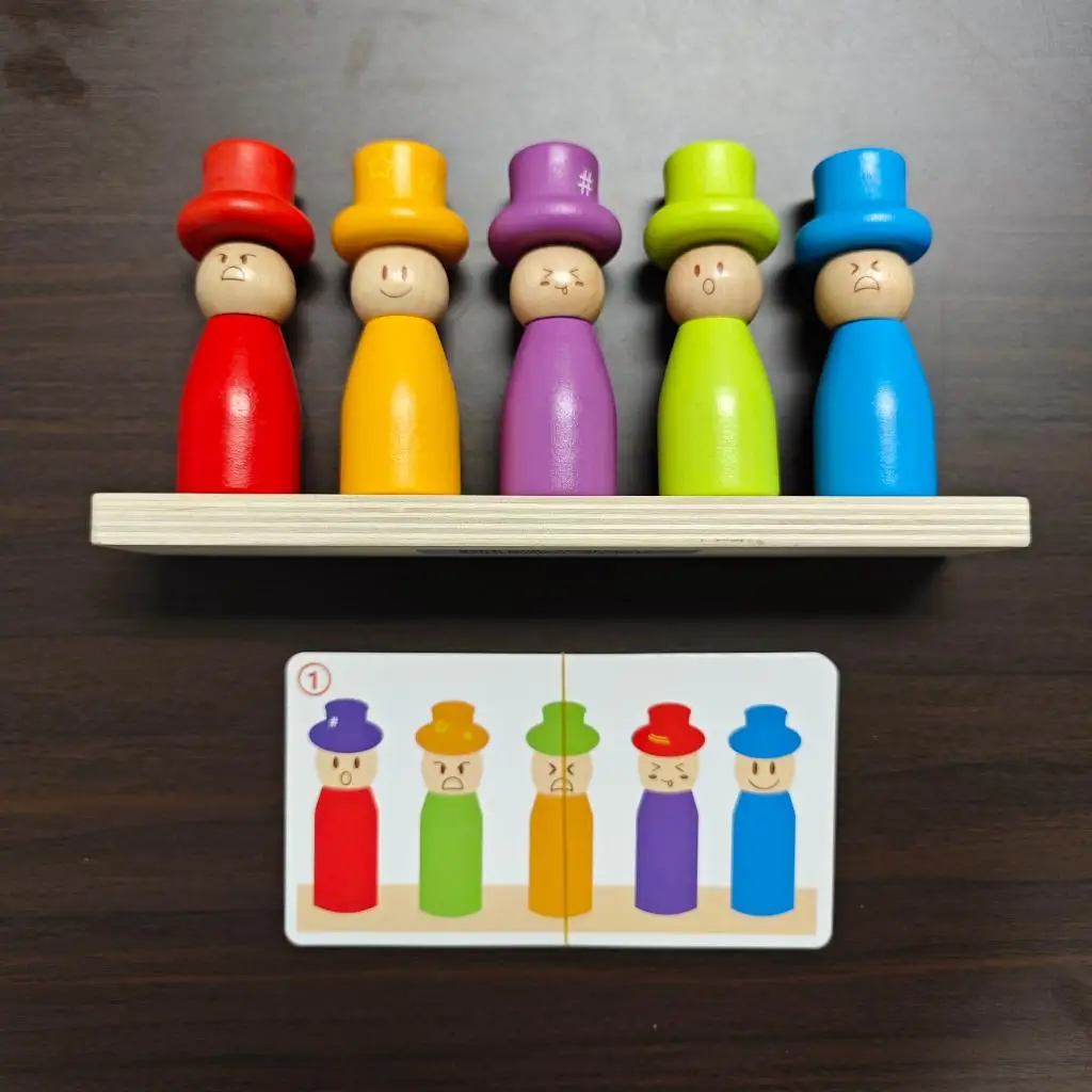 Passende Puppen aus Holz, pädagogisches Lernspielzeug, mehrfarbiges Stapelset mit Ausdruck für kleine Puppen, geeignet als Weihnachtsgeschenke für Jungen und Mädchen