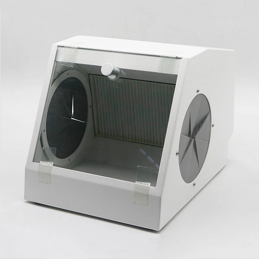 Coletor de Poeira Sandblaster Dental Protetor de Lapidação Jateamento Case à Prova de Poeira com Luz Led Caixa de Polimento
