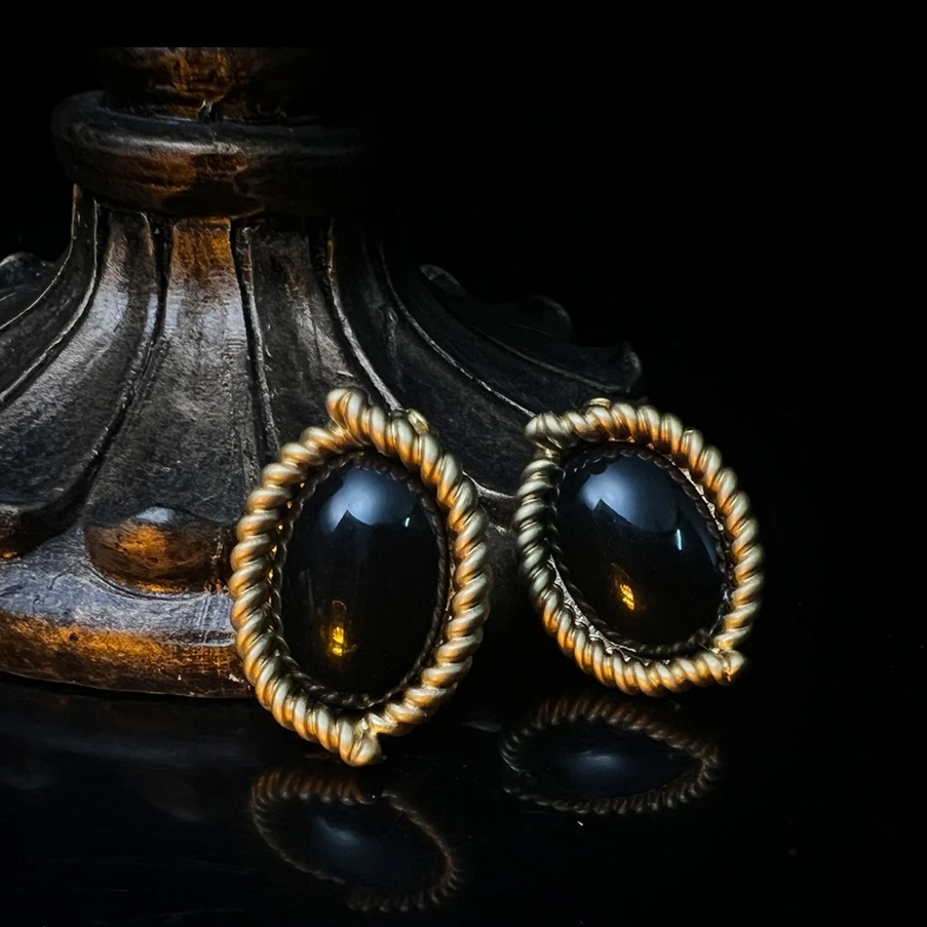 Unique Black Natural Gemstone Necklace Earring Two-Piece Set Fashion Woman Jewelry Sets Dress Banquet Accessories High-Quality