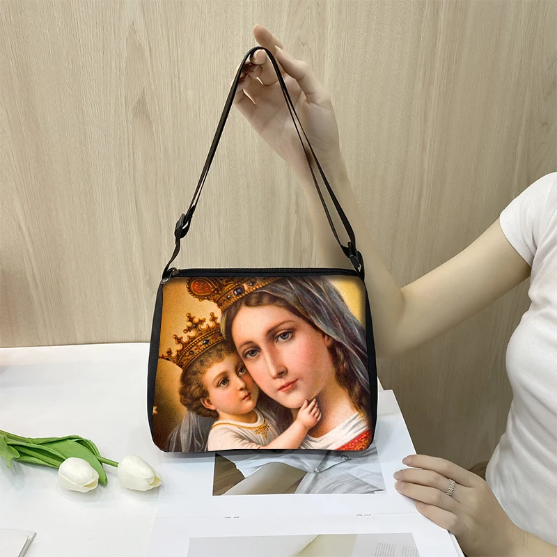 3D Print Virgin Mary Religion Shoulder Bags Our Lady of Guadalupe Crossbody Bag Messenger Bags Women Canvas  for Travel Gift