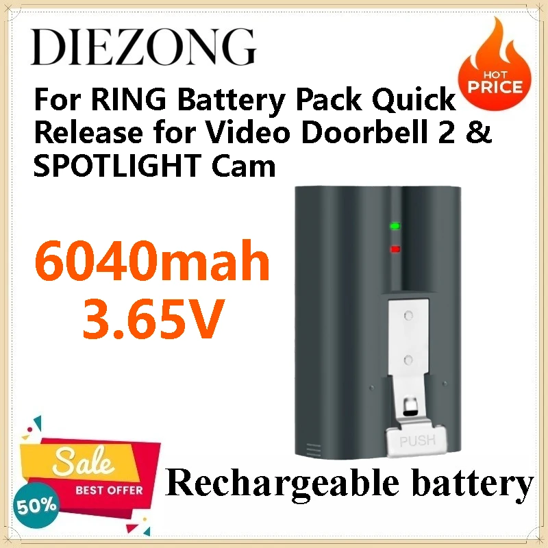 2PCS 6040mah 3.65V Battery for Ring Doorbell V4 SM002 Video Intercom Doorbell