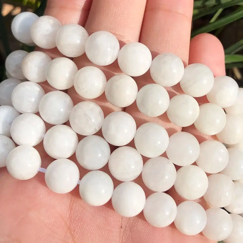 Natural Stone Moonstone Beads Round Smooth Loose Beads 15\'\'Strand 6/8/10mm For Jewelry Making DIY Bracelet Pendant Necklace