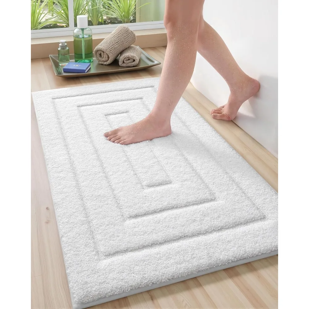 

Цветные и геометрические коврики для ванной комнаты, нескользящие, белые коврики для ванной комнаты размером 17 x 30 дюймов, впитывающие, моющиеся коврики для ванной, коврик для душа снаружи