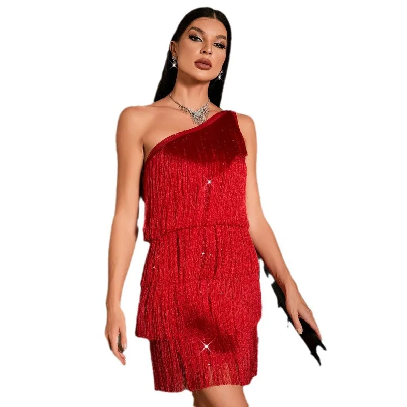 Pure Color Tassel Evening Dr ort Skirt Par Wear Dr High Waist Bodycon Dr Ele Sle Spring Collection