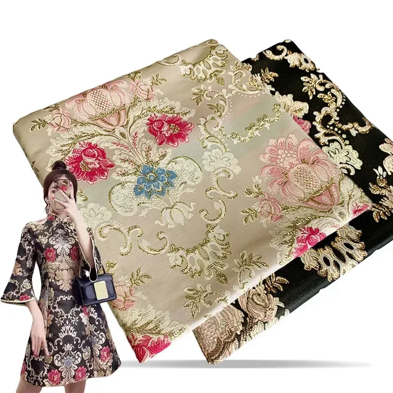 Tessuti Jacquard broccato motivo floreale tessuto europeo goffrato damascato materiale per cucire fai da te abito Cheongsam tessuto per indumenti in raso