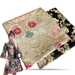 Tela Jacquard de brocado con patrón de flores, tela europea en relieve de Damasco, Material de costura DIY, Cheongsam vestido, tela de satén para ropa