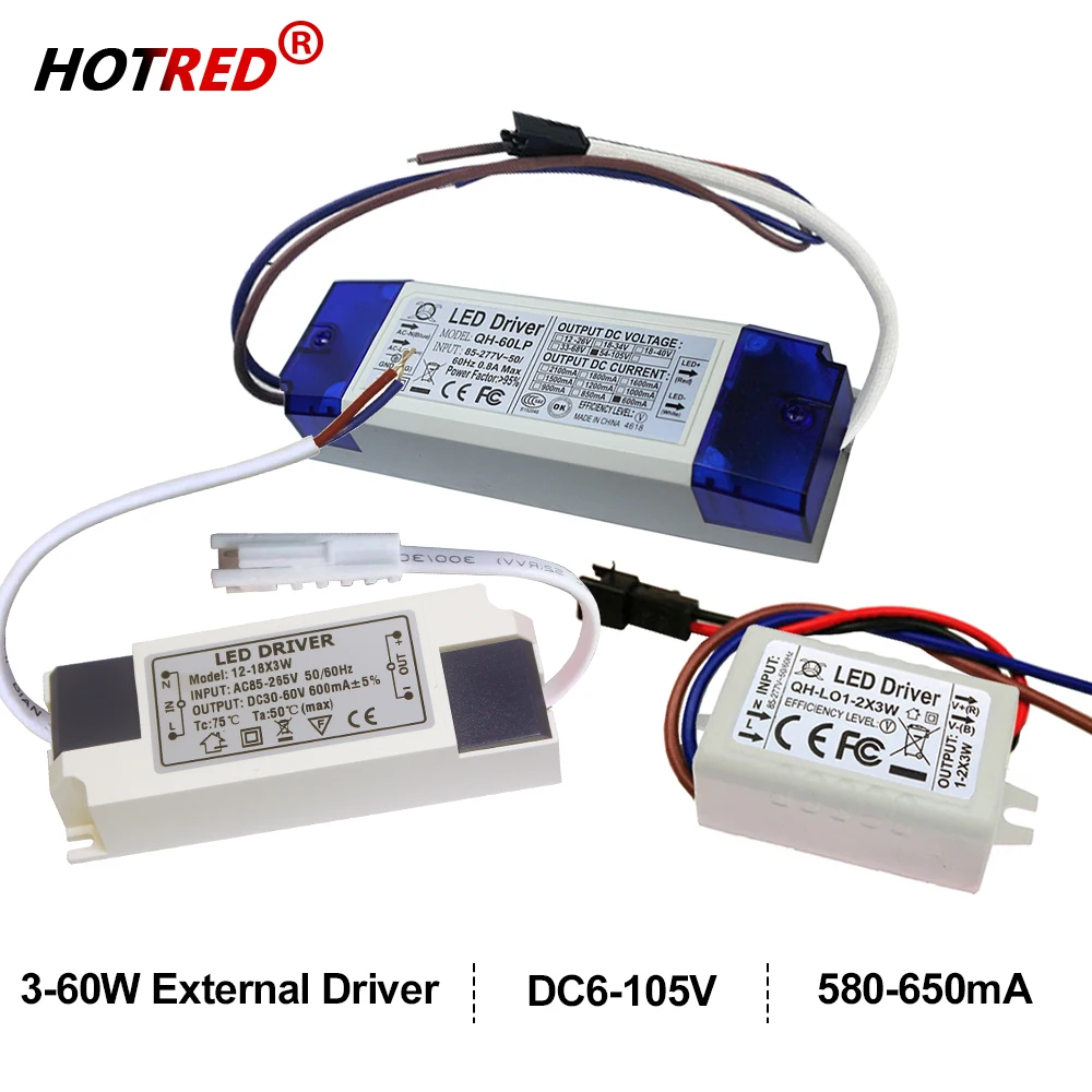 Sterownik LED 600mA 650mA 3W10W 20W 30W 36W 40W 50W 60W1-2x3w 6-10x3w 10-18x3w 18-30x3W Transformator oświetleniowy lampy stałoprądowej