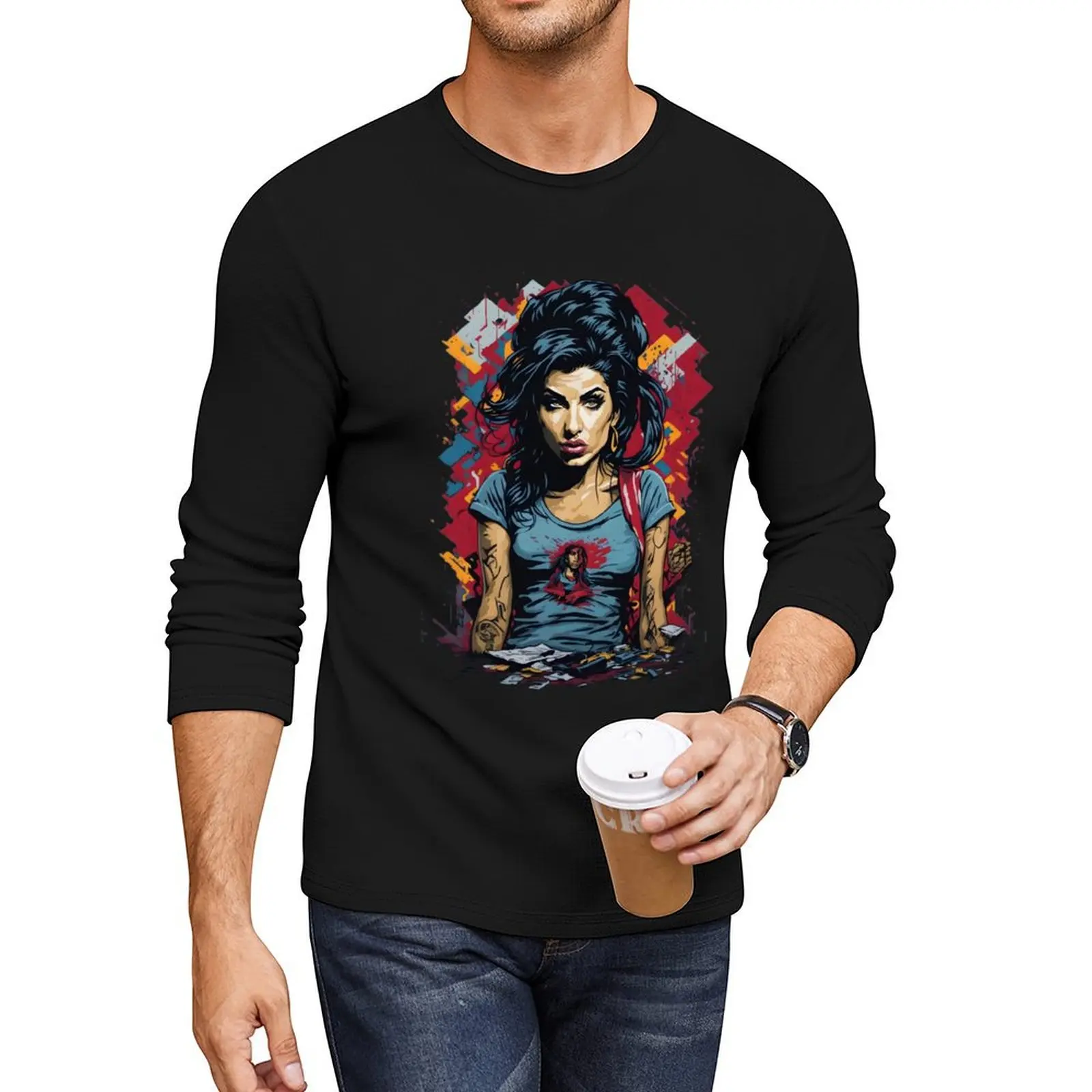 Amy Winehouse Image Long T-Shirt T-shirt for a boy men clothes