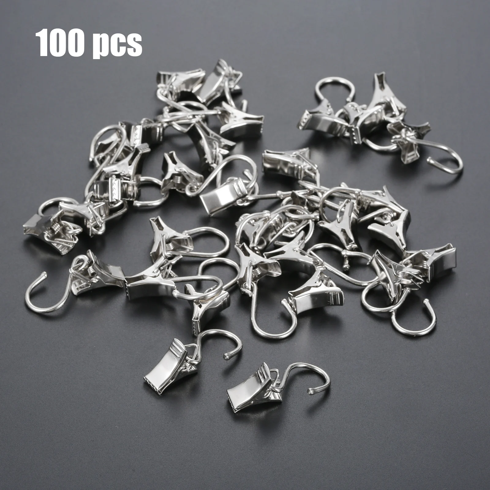 100pcs/lot Curtain Hook-Clip Heavy Duty Iron Cramp Holder Hanging Curtains Photos Shower Drops Painting Display Tool Bathroom