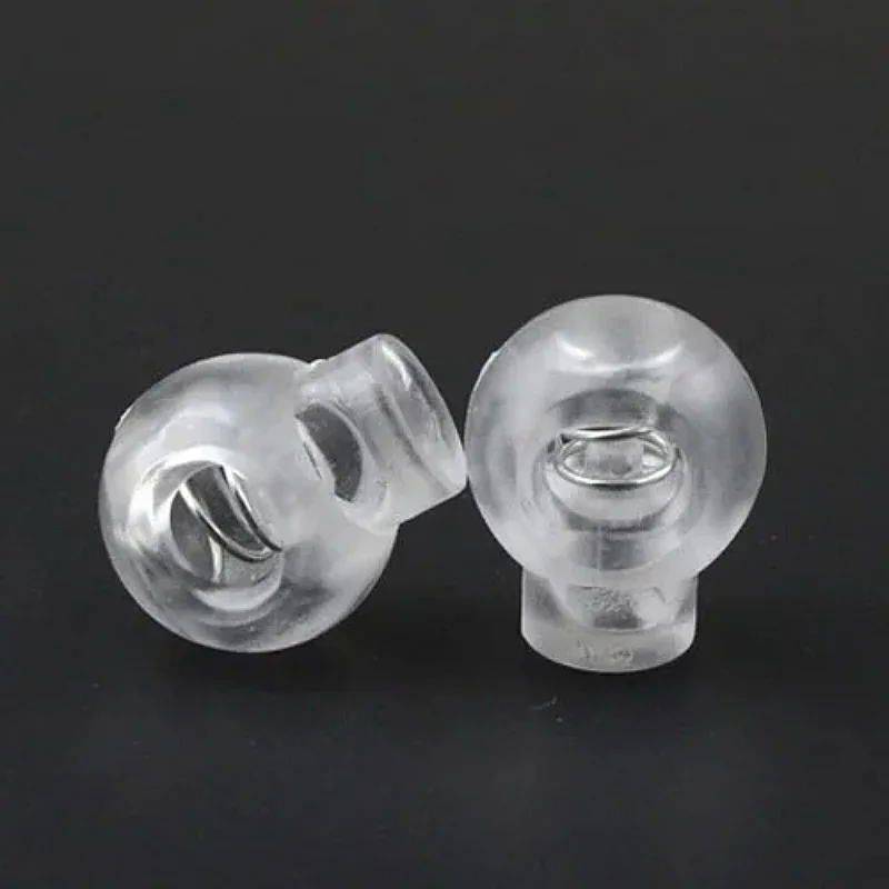 Cord Lock Round Ball Toggle Stopper Plastic  Toggle Clip Widely For Bag Backpack/Clothing Clear White