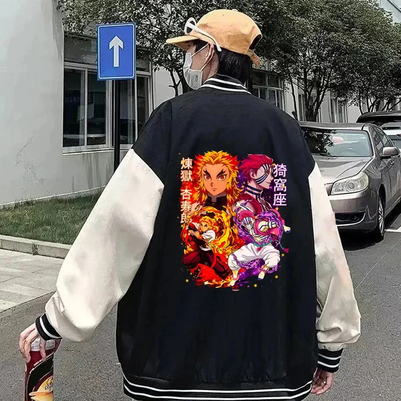 

Men Fashion Women baseball uniform bengoku kyoujurou Akaza baseball jacket soft long sleeve Harajuku hip hop streetwear coat