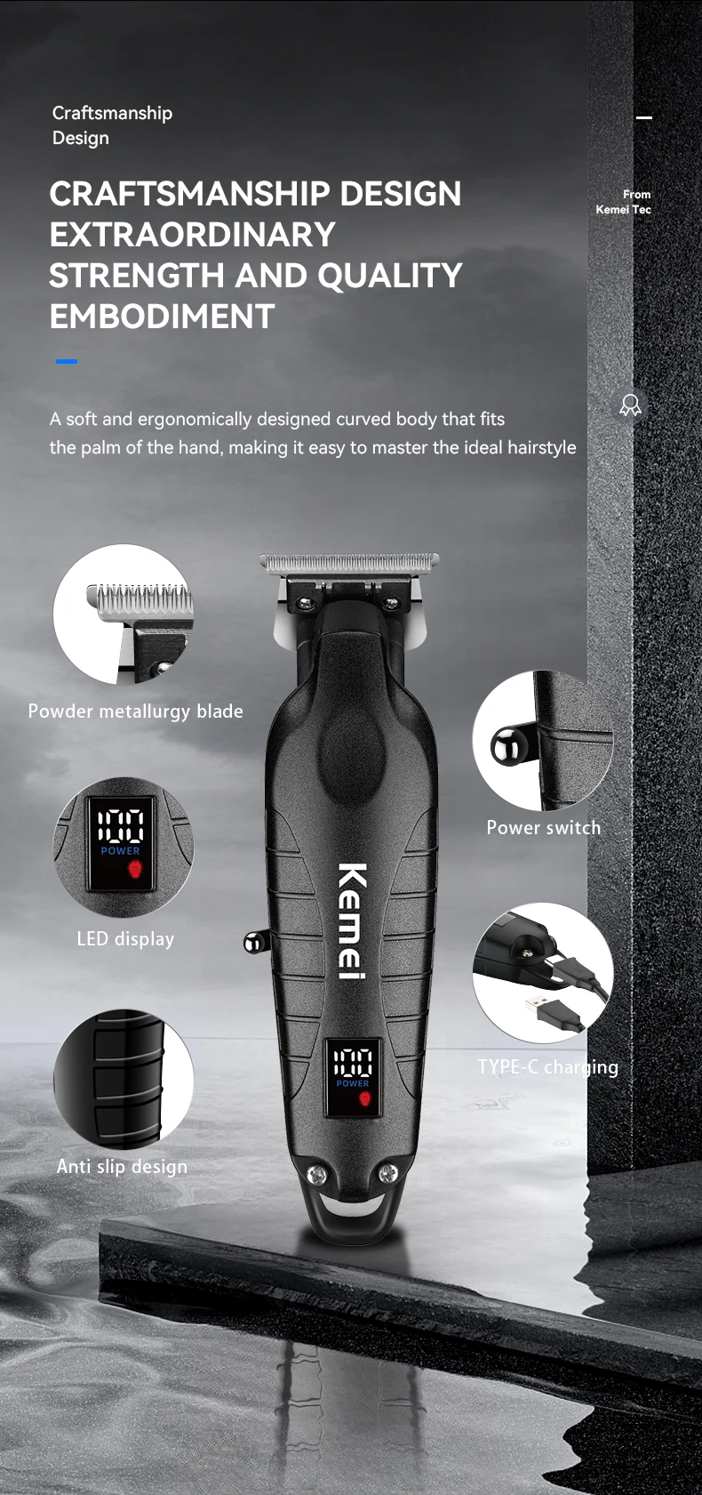 Kemei Haarschneidemaschinen-Set für Männer Elektrischer Rasierer Haarschneider Professionelle Schneidemaschine KM-2296 KM-3382 KM-2293 Haarschneidemaschine – Detail 6