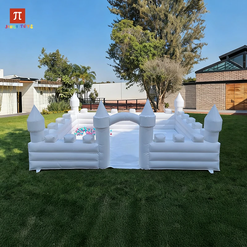

Outdoor White Inflatable Bouncer Castle – PVC Kids’ Jumping Bounce House with Blower for Child Birthday & Wedding Parties