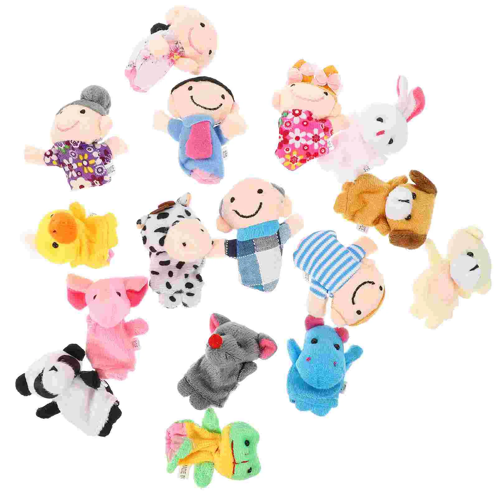 16pcs Finger Puppets Story Time Finger Props Toy Animals and Family Members Finger Puppets Mixed Style