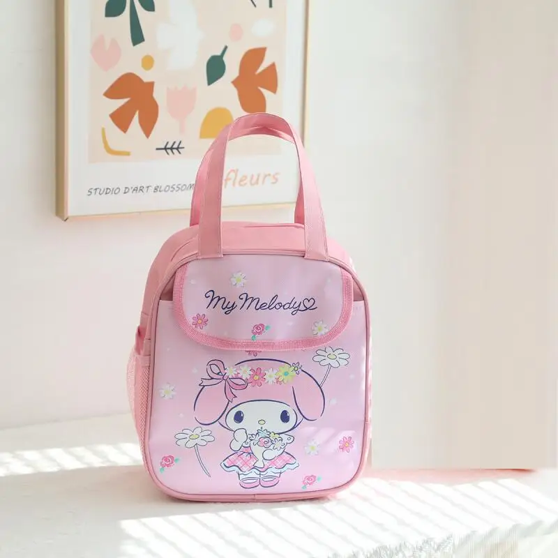 Sanrio 헬로 키티 사무원 열 가방 Kuromi 학생 만화 Kawaii 방수 휴대용 도시락 가방 대용량 New